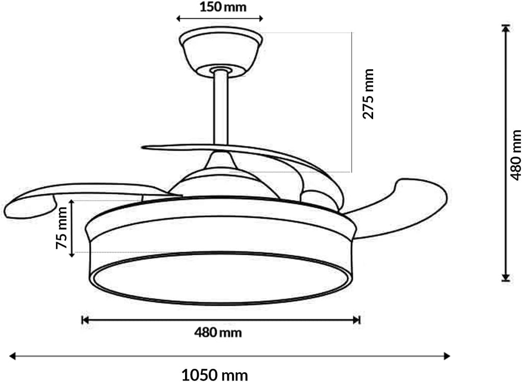 Ventilateur de plafond invisible, moteur DC silencieux 6 vitesses
