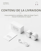 Ventilateur de cou pliable 1600mAh, format pliable et compact
