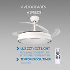 Ventilateur de plafond invisible, pilotage par application et télécommande