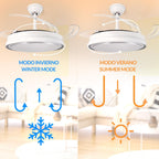 Ventilateur de plafond invisible, pales rétractées en mode plafonnier