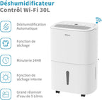 Déshumidificateur SHINCO 30 L/jour WiFi pour pièces jusqu'à 35 m²