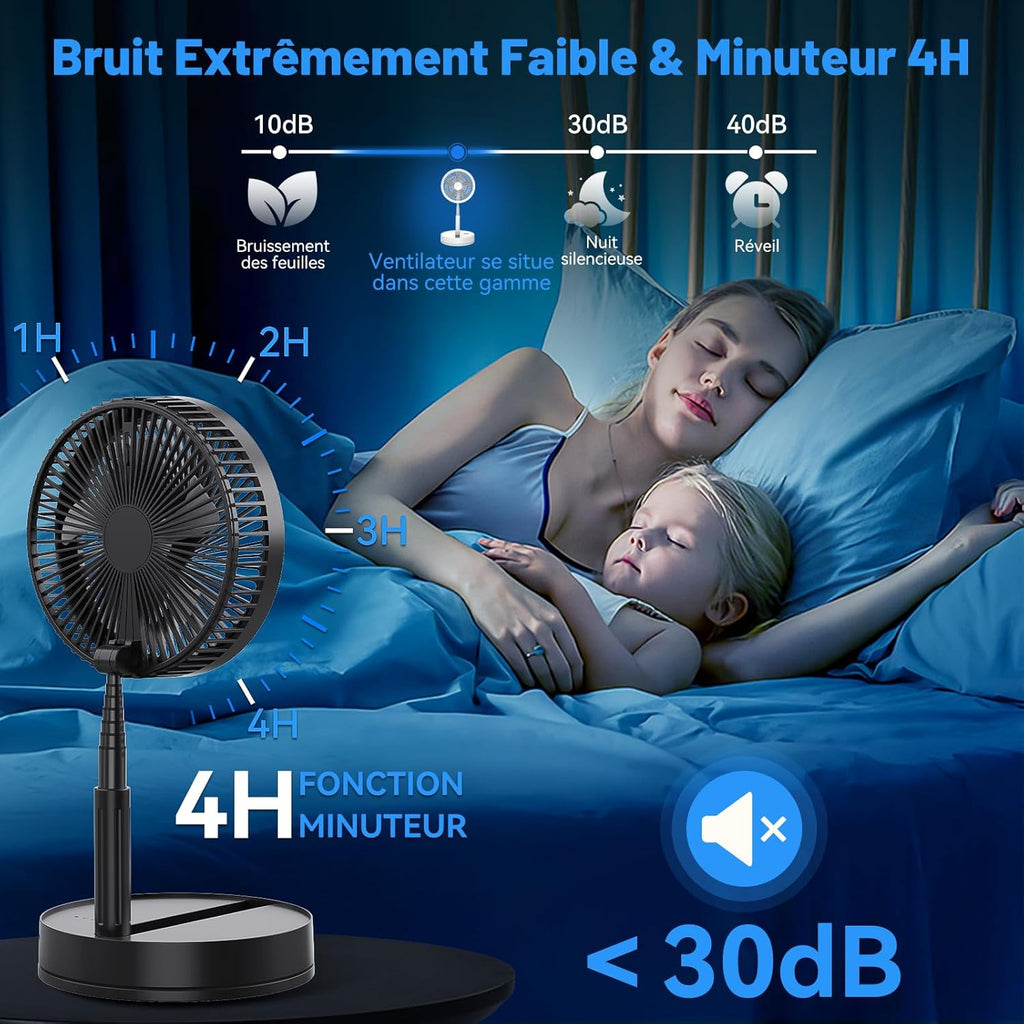 Ventilateur sur pied pliable sans fil 10800mAh avec télécommande