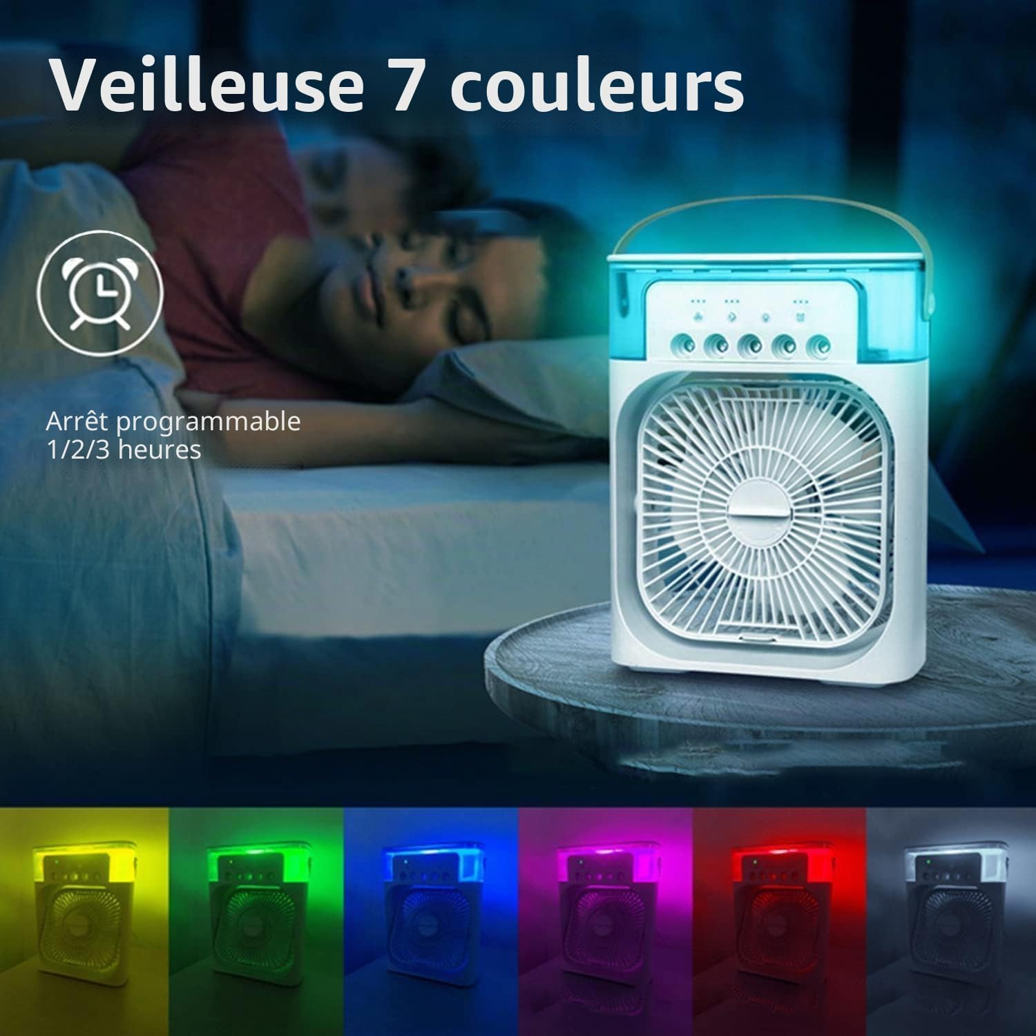 Mini rafraîchisseur d'air USB, brumisation et ventilation