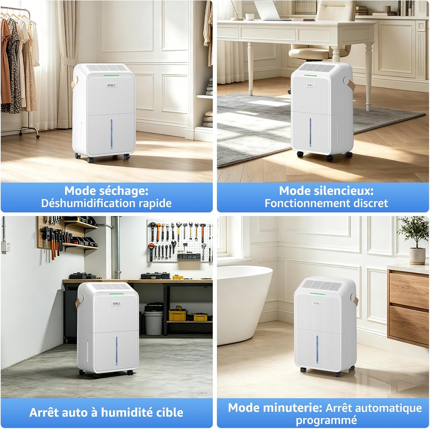 Déshumidificateur 16 L/jour, détail du bandeau de contrôle