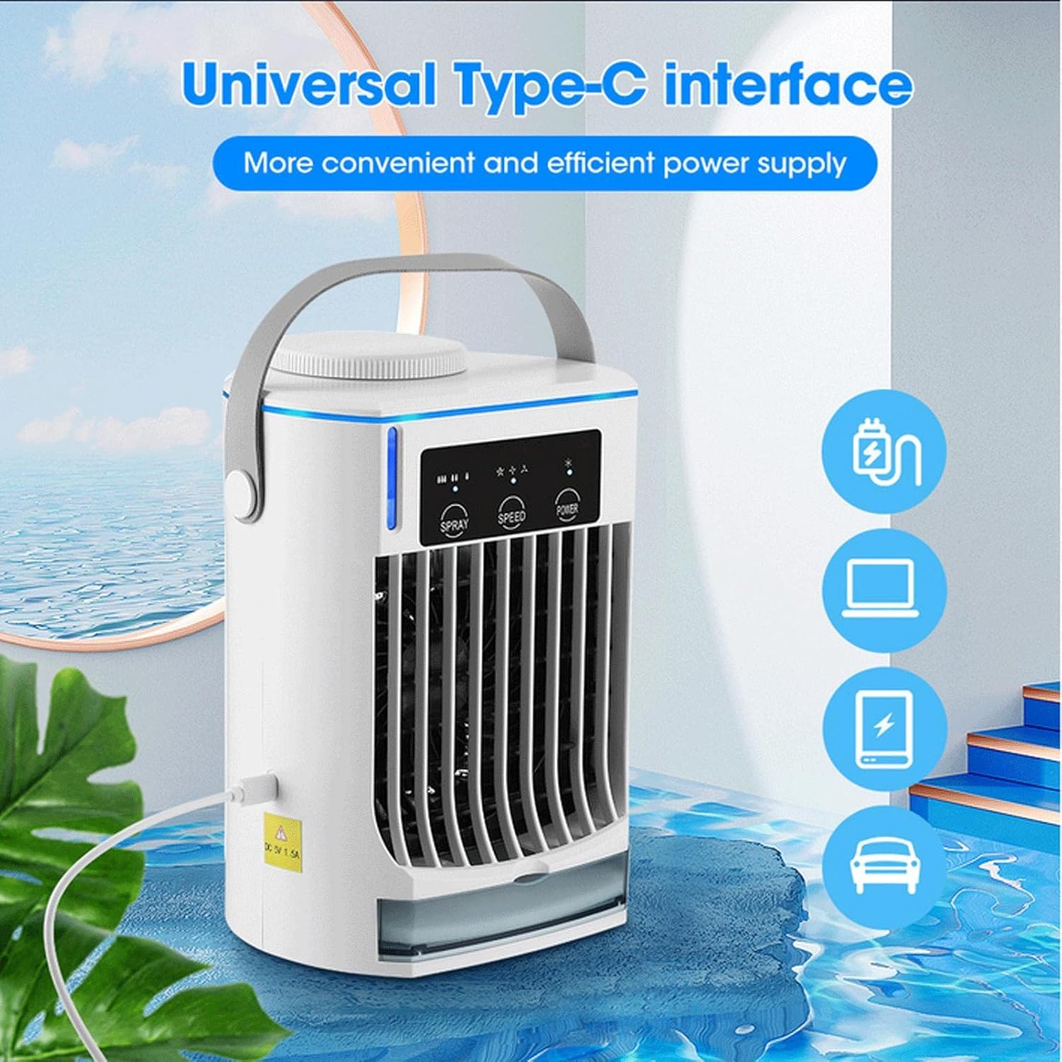 Rafraîchisseur d'air de bureau rechargeable, usage sans fil