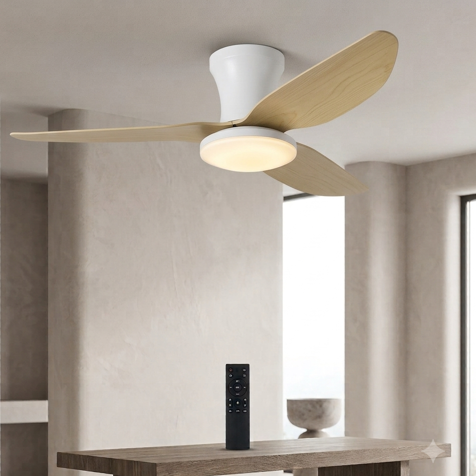Ventilateur de plafond avec lumière LED et télécommande, grand débit d'air