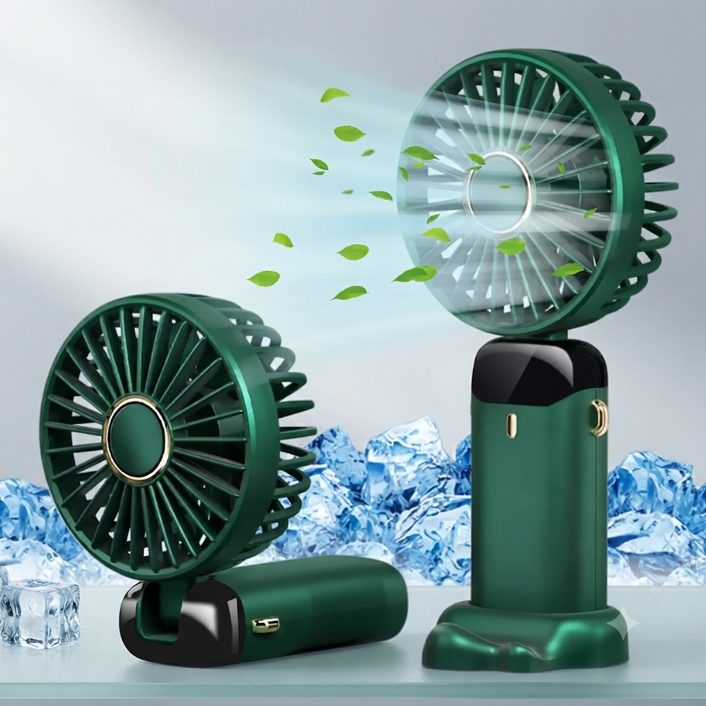 Mini ventilateur portable rechargeable 5000mAh, 5 vitesses, écran LED
