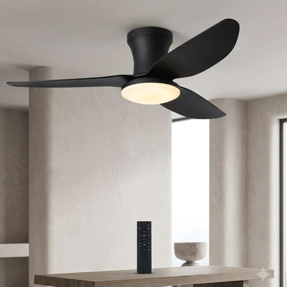 Ventilateur de plafond avec lumière LED et télécommande, grand débit d'air