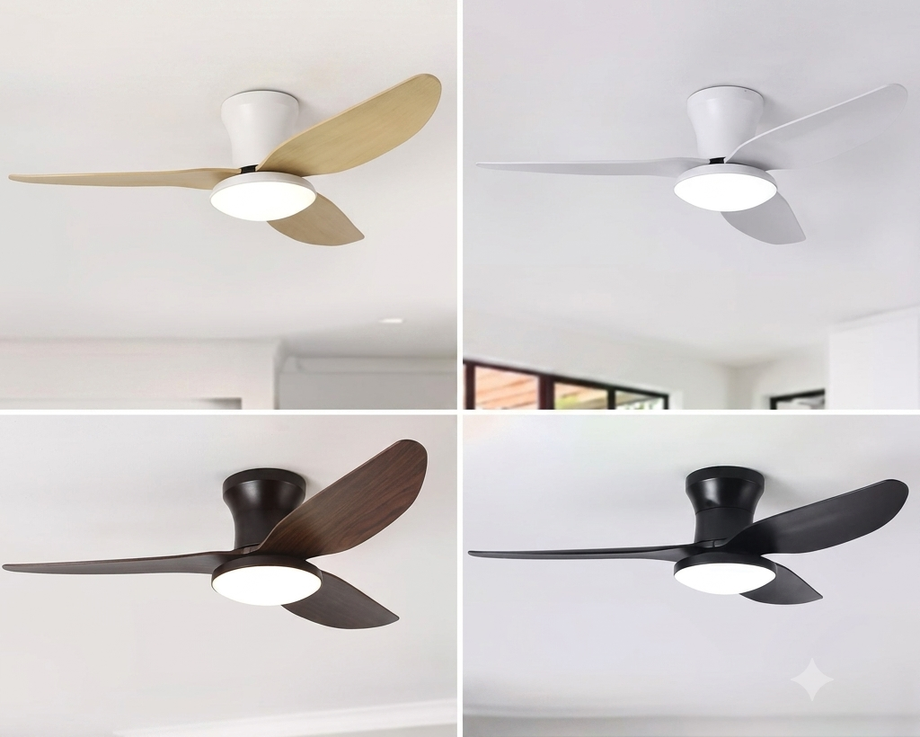 Ventilateur de plafond avec lumière LED et télécommande, grand débit d'air