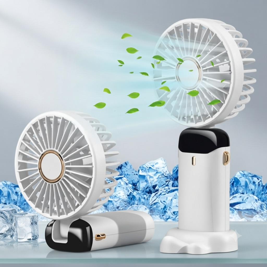 Mini ventilateur portable rechargeable 5000mAh, 5 vitesses, écran LED