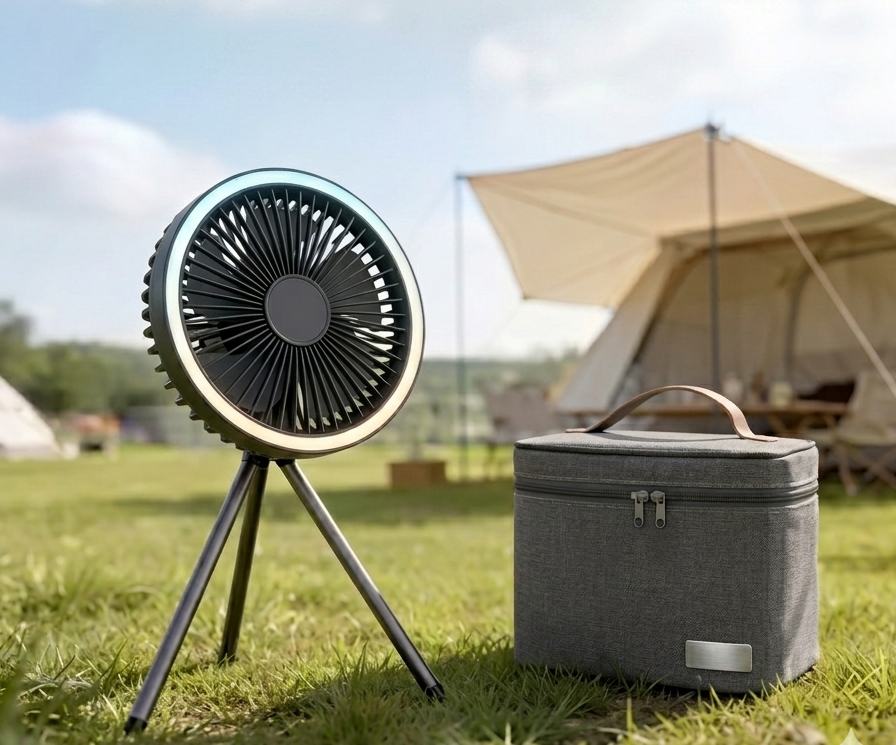 Ventilateur de camping rechargeable 10000mAh avec batterie externe et LED