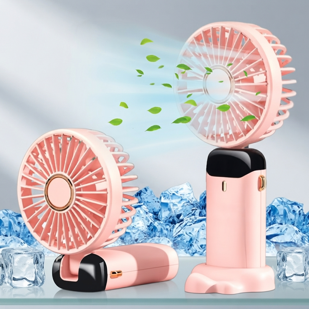 Mini ventilateur portable rechargeable 5000mAh, 5 vitesses, écran LED