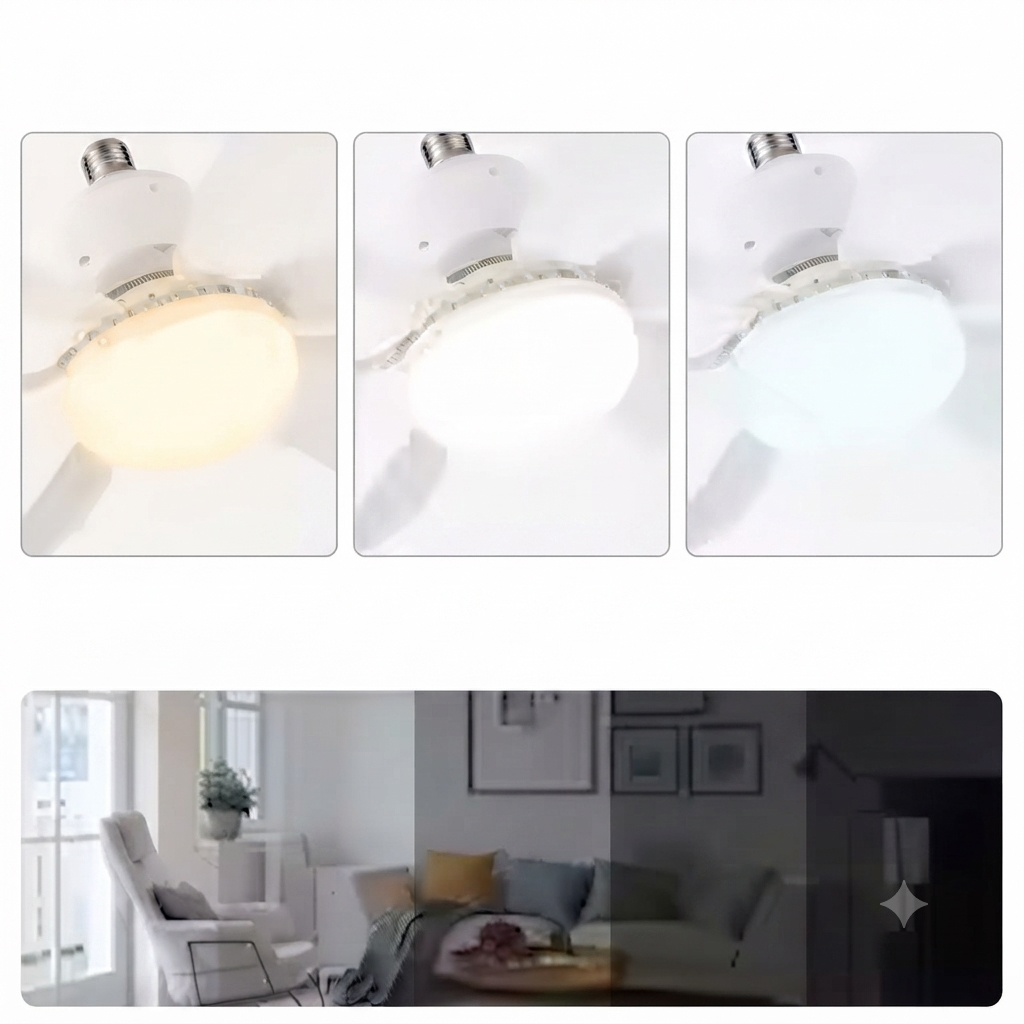 Ventilateur de plafond LED 40 W E27 avec télécommande et variateur