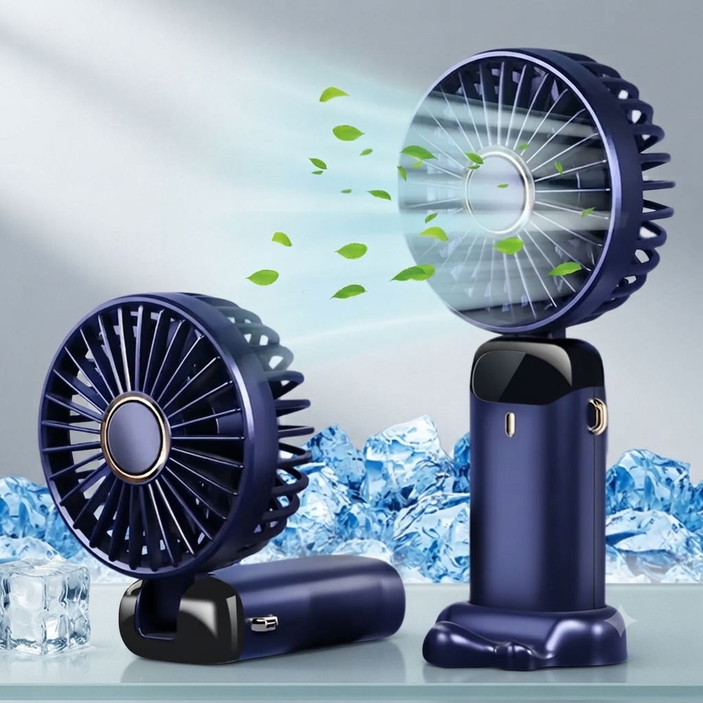Mini ventilateur portable rechargeable 5000mAh, 5 vitesses, écran LED