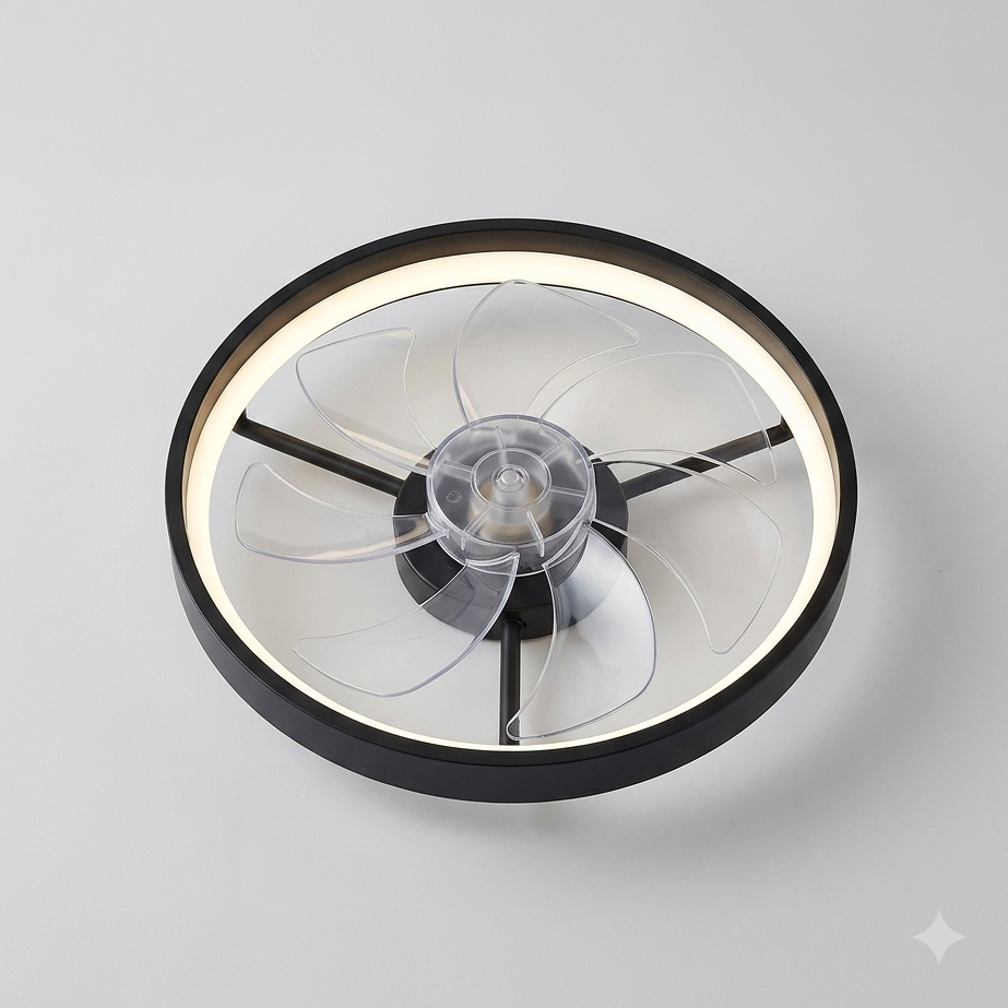 Ventilateur de plafond 55 W avec lumière LED et télécommande, 34 cm