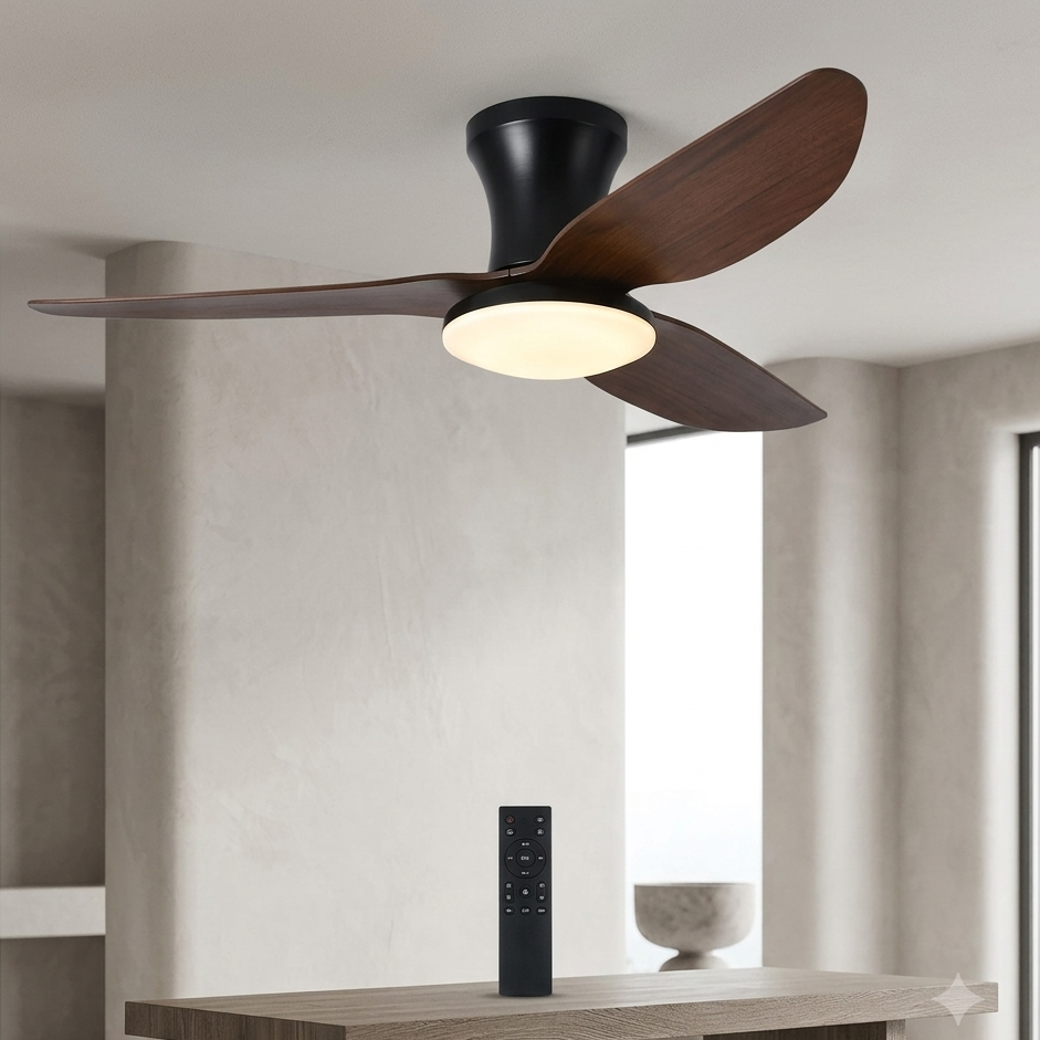 Ventilateur de plafond avec lumière LED et télécommande, grand débit d'air