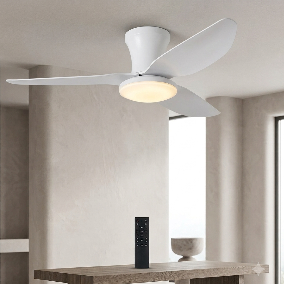 Ventilateur de plafond avec lumière LED et télécommande, grand débit d'air