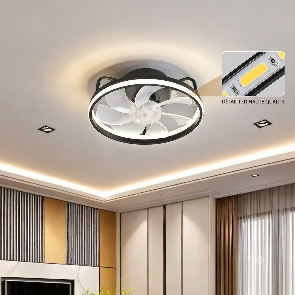 Ventilateur de plafond 55 W avec lumière LED et télécommande