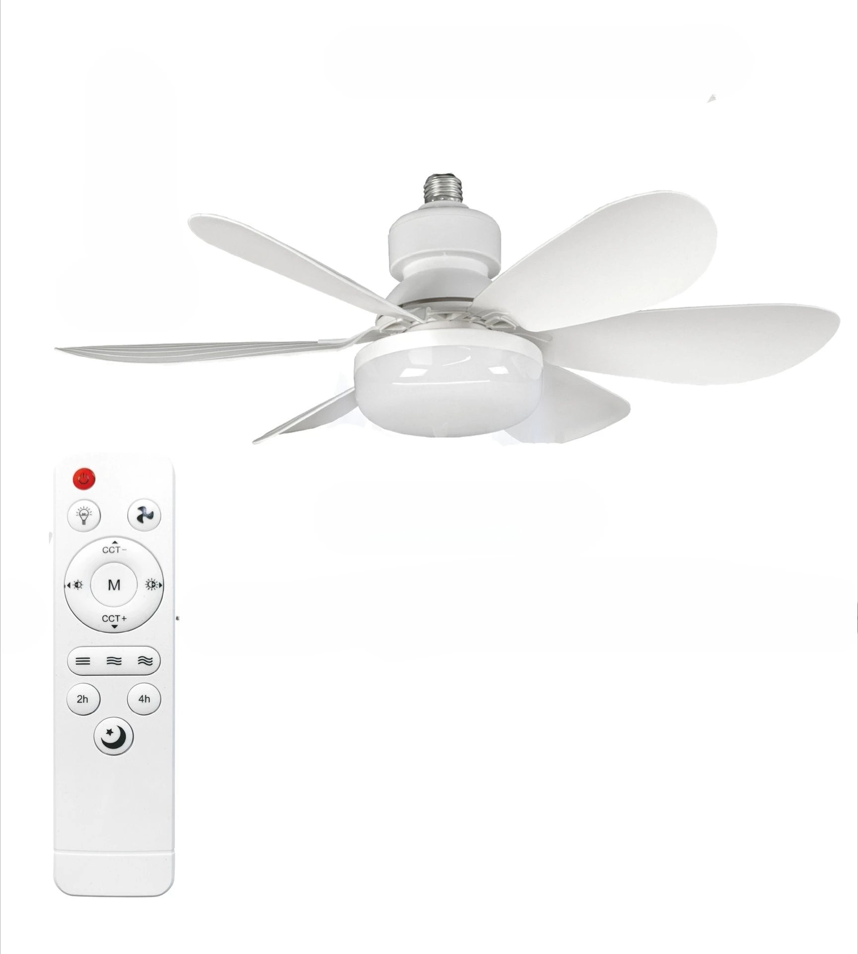 Ventilateur de plafond LED E27 avec télécommande, 3 teintes et variateur