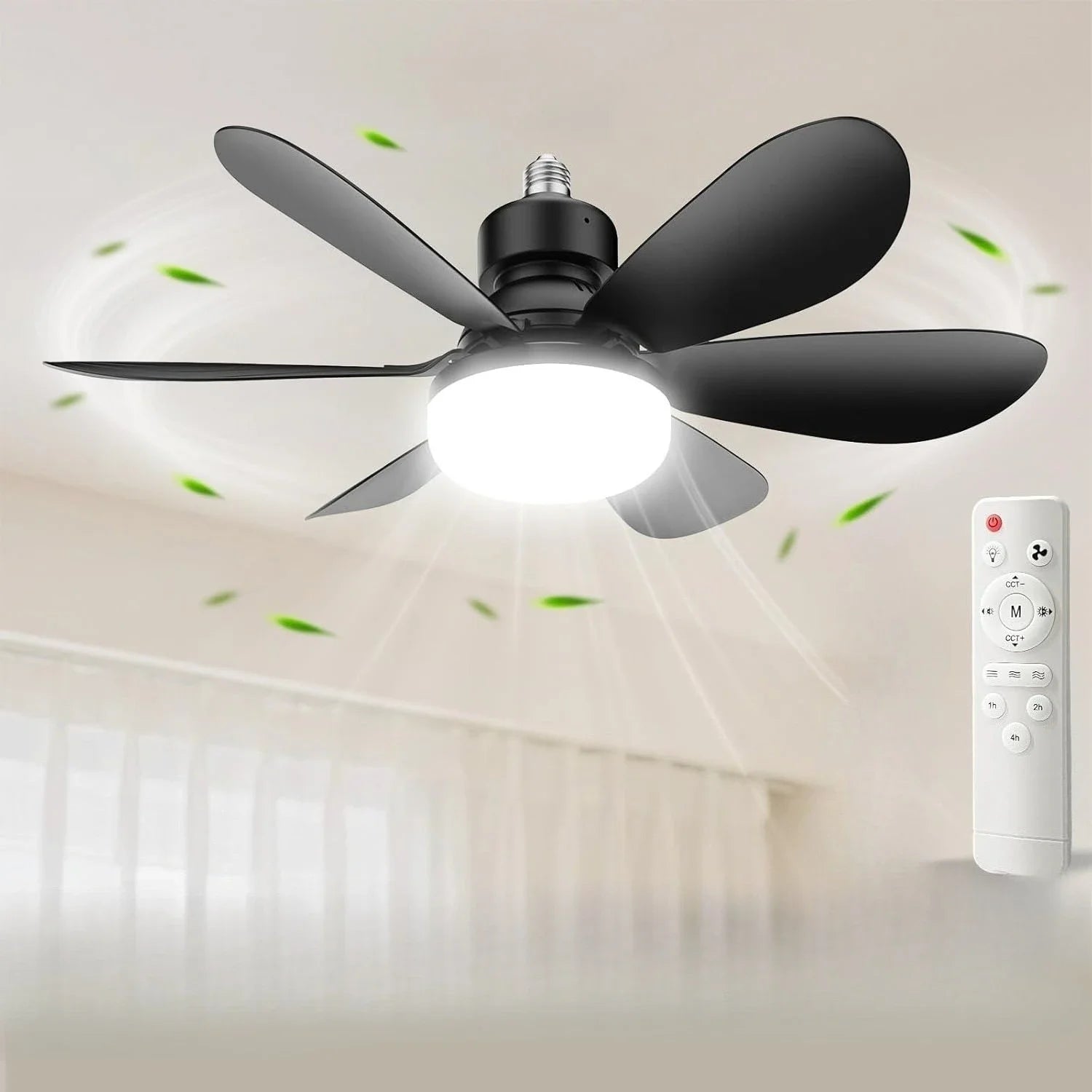 Ventilateur de plafond LED E27 3 teintes avec télécommande