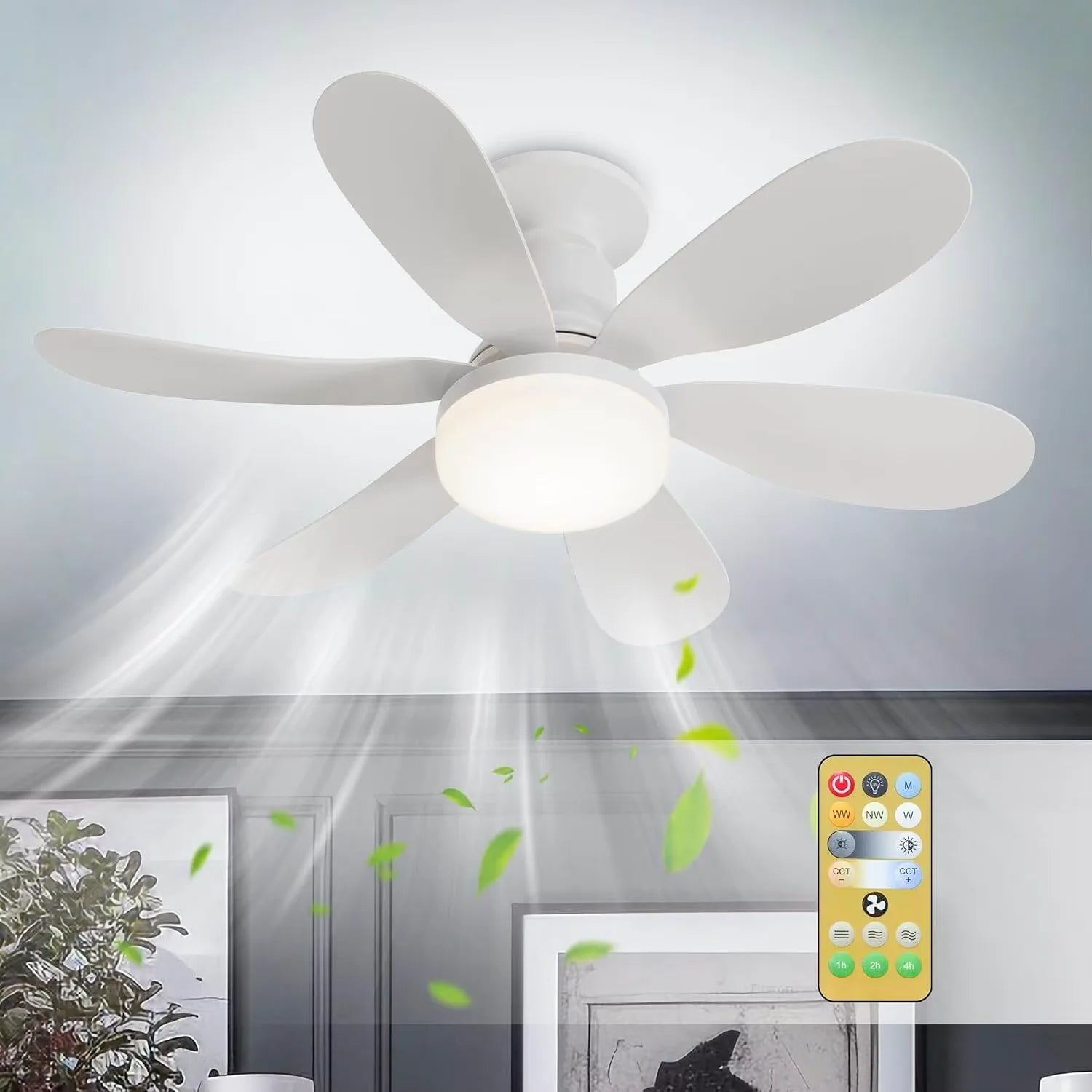 Ventilateur de plafond LED 40 W E27 avec télécommande et variateur