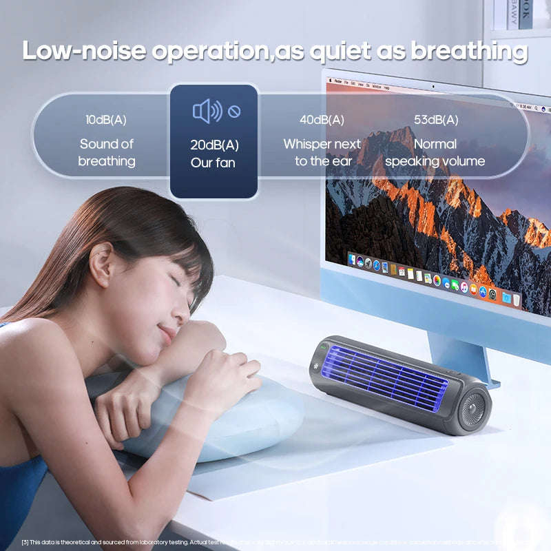 Ventilateur colonne portable silencieux 2000mAh, 3 vitesses