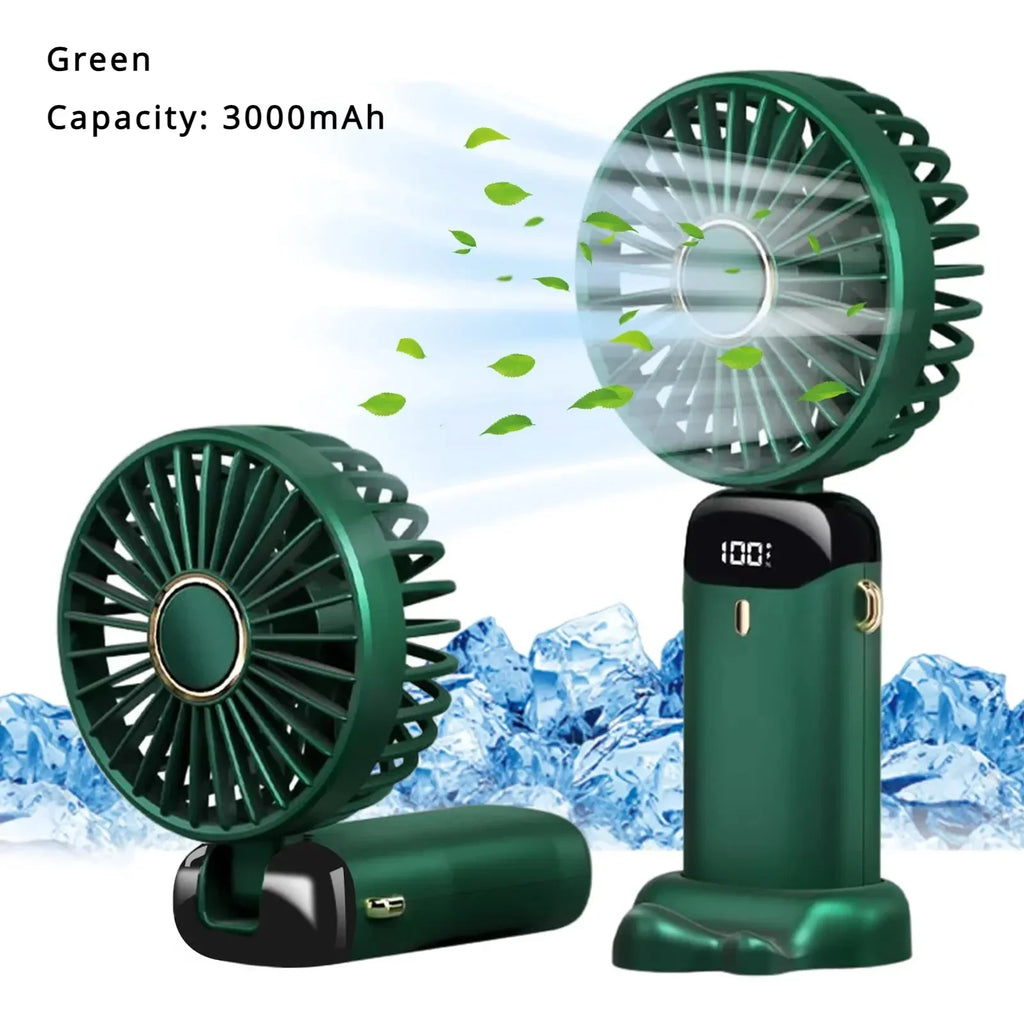 Mini ventilateur portable rechargeable 5000mAh, 5 vitesses, écran LED