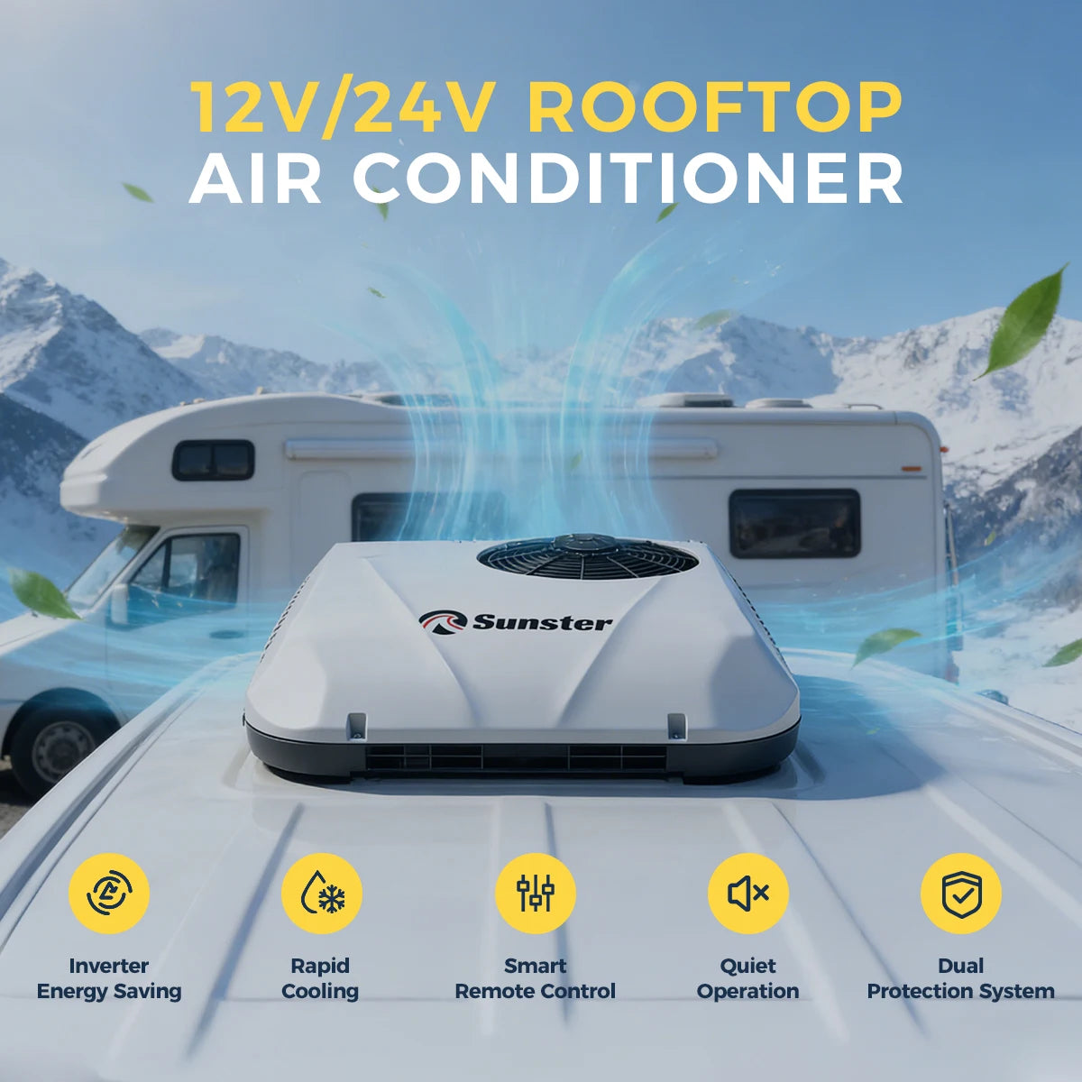 Climatiseur de toit 12V/24V vue de dessus