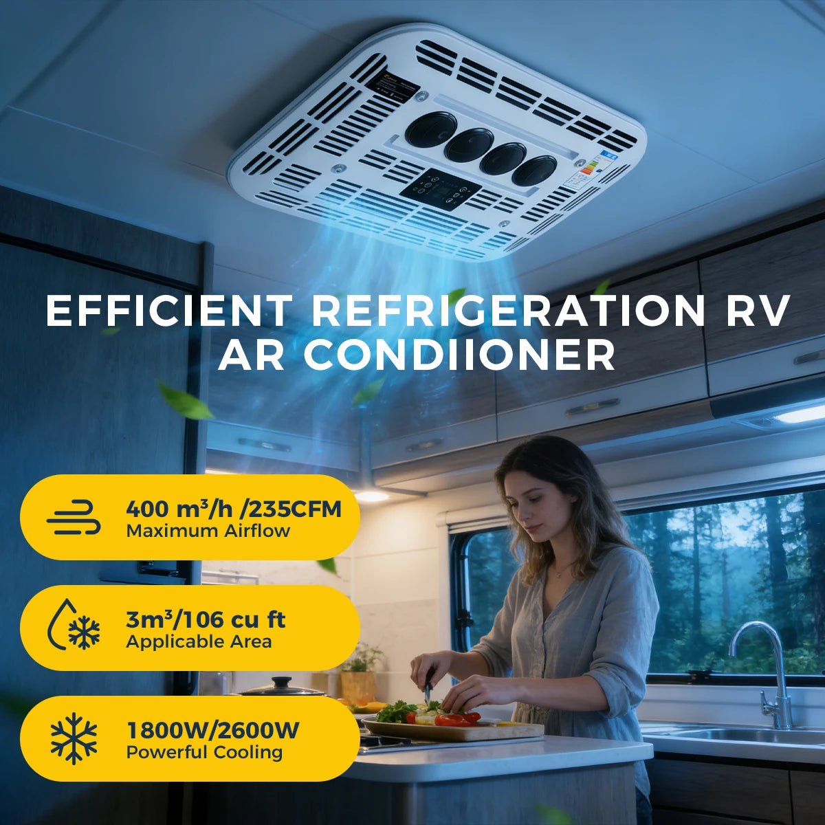 Climatiseur de toit 12V/24V vue de profil