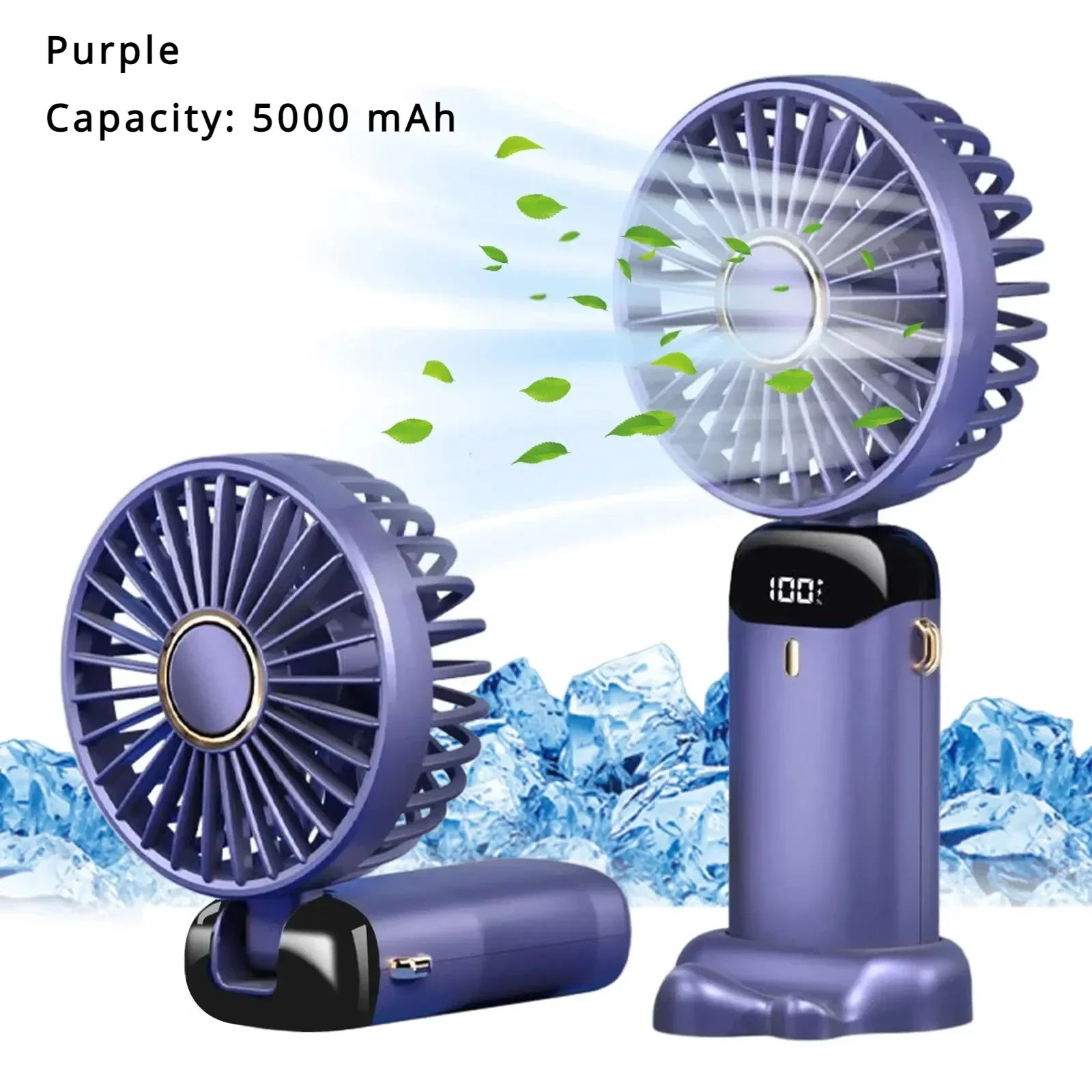 Mini ventilateur portable rechargeable 5000mAh avec écran LED