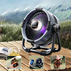 Ventilateur de camping multifonction avec lampe LED et batterie externe