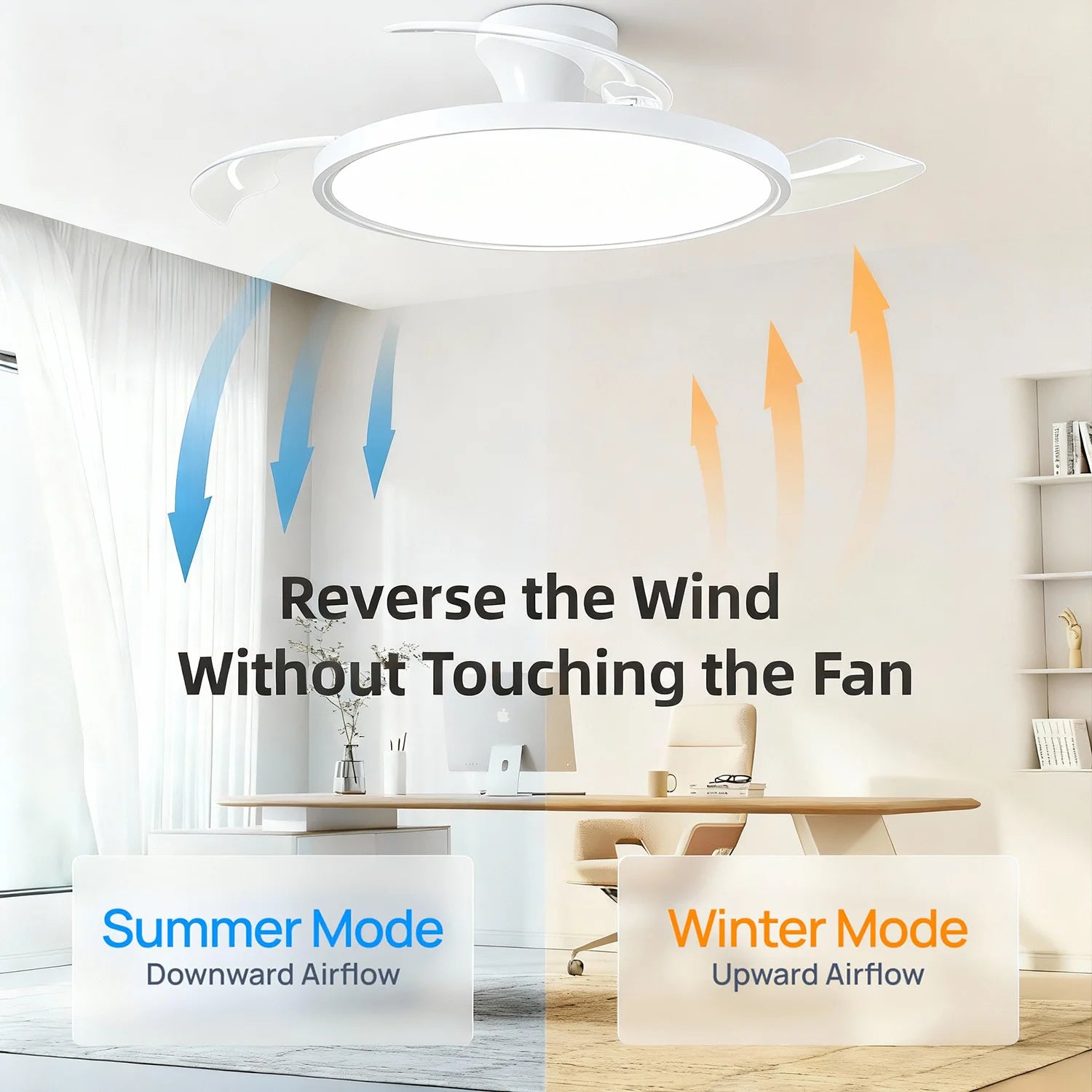 Ventilateur de plafond invisible avec lumière LED et moteur DC