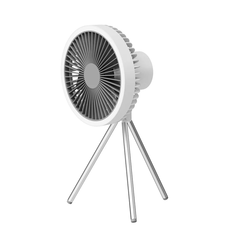 Ventilateur de camping rechargeable avec batterie externe et lampe LED