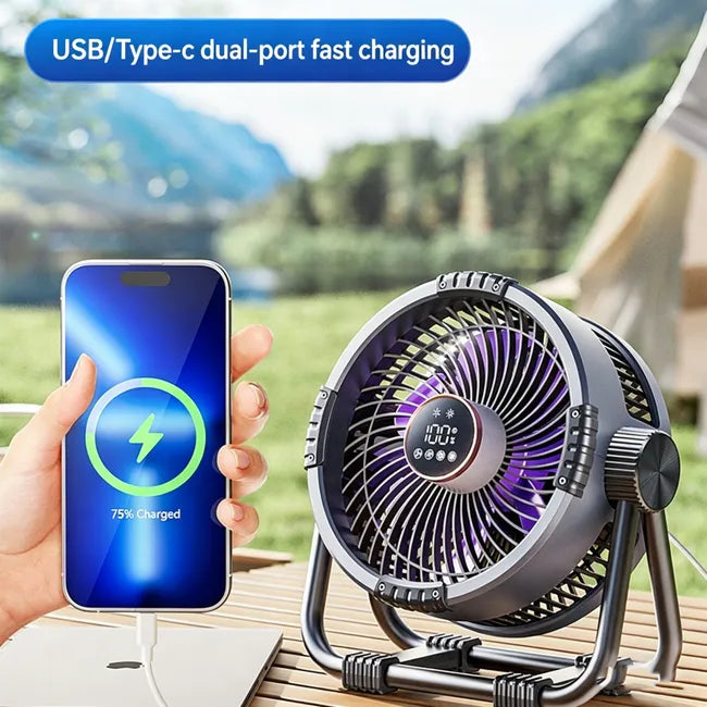 Ventilateur de camping multifonction, à poser ou suspendre sous une tente